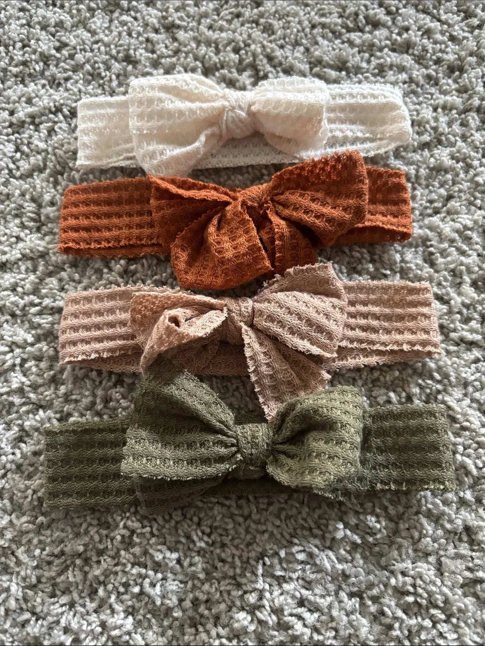 Soft Knit Bow Headbands for Kids – Cream, Rust, Blush, Olive